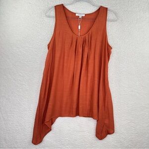 Spense Orange‎ Asymmetrical Sleeveless Tank Top Medium